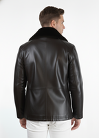 Men’s Premium Brown Leather Winter Jacket with Fur Collar