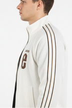 Classic White Track Jacket with Brown Detailing
