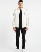 Classic White Track Jacket with Brown Detailing