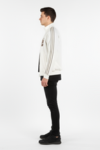 Classic White Track Jacket with Brown Detailing