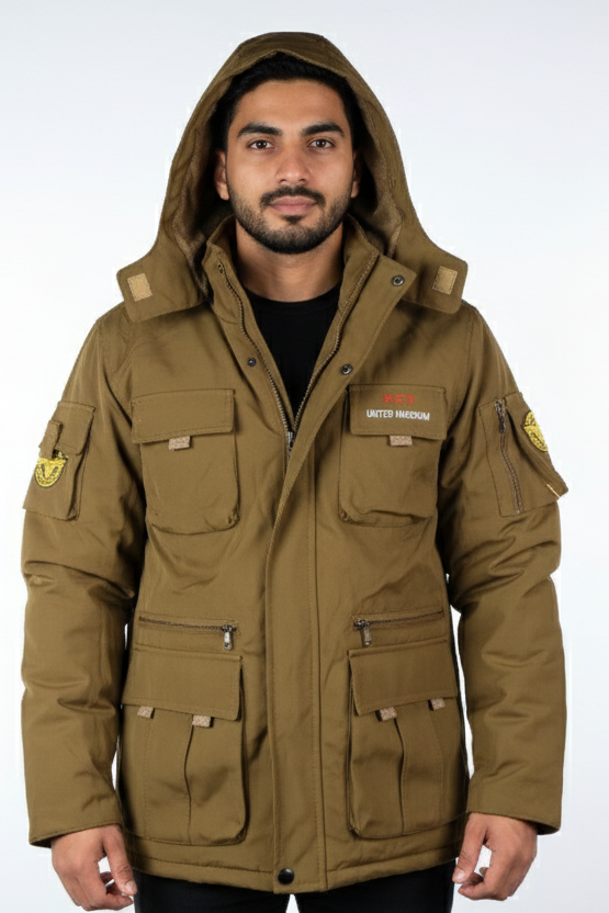 Men's Premium Khaki Utility Parka Jacket
