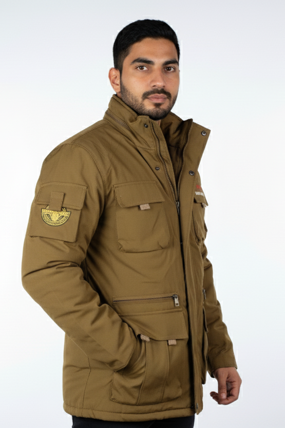 Men's Premium Khaki Utility Parka Jacket