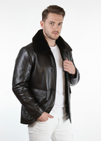 Men’s Premium Brown Leather Winter Jacket with Fur Collar